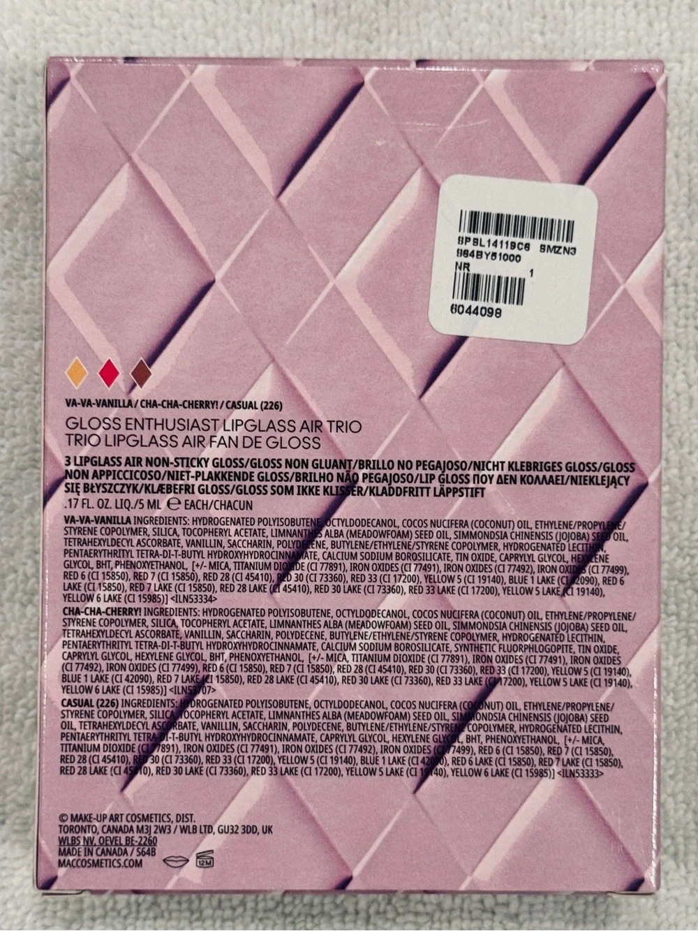 MAC Cosmetics GLOSS ENTHUSIAST LIPGLASS AIR TRIO 5ml X 3 BRAND NEW/SEALED